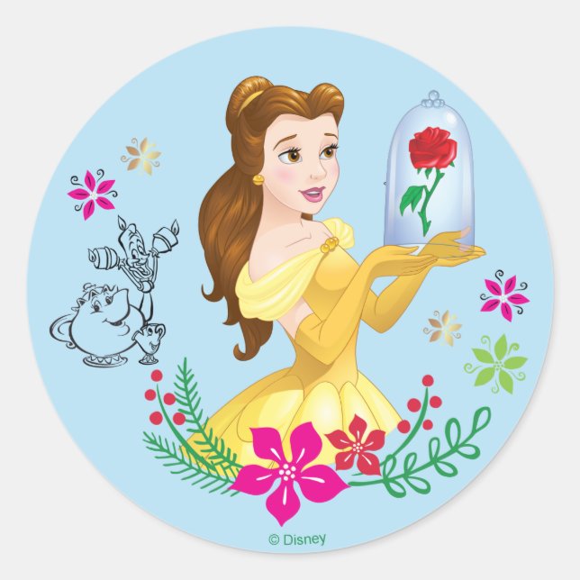 Belle | Belle And Her Christmas Rose Classic Round Sticker (Front)