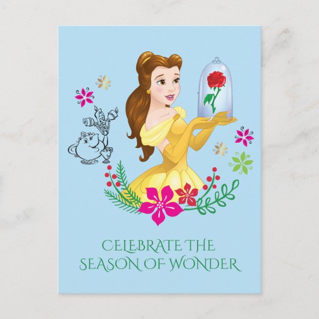 Belle | Belle And Her Christmas Rose Holiday Postcard (Front)