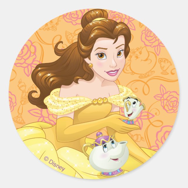 Belle | Besties Chill Together Classic Round Sticker (Front)