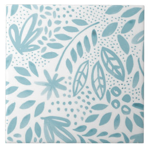 Belle Blue Floral Ceramic Tile