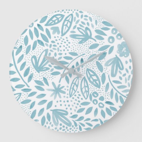 Belle Blue Floral Watercolour Wall Clock