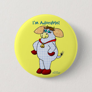 Belle Cow, "I'm Adorable!" Pinback Button