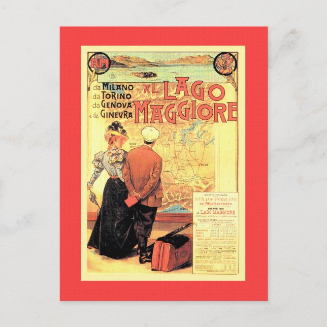 Belle époque 1899 Italian Railway travel poster Postcard (Front)