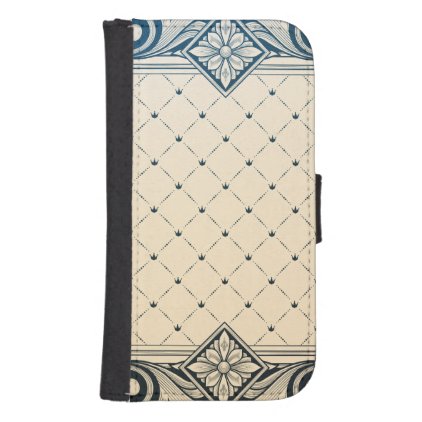 belle époque,art nouveau, victorian,floral,beige,b galaxy s4 wallet case