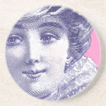 Belle Epoque Beauty Vintage Fashion Plate Sandstone Coaster