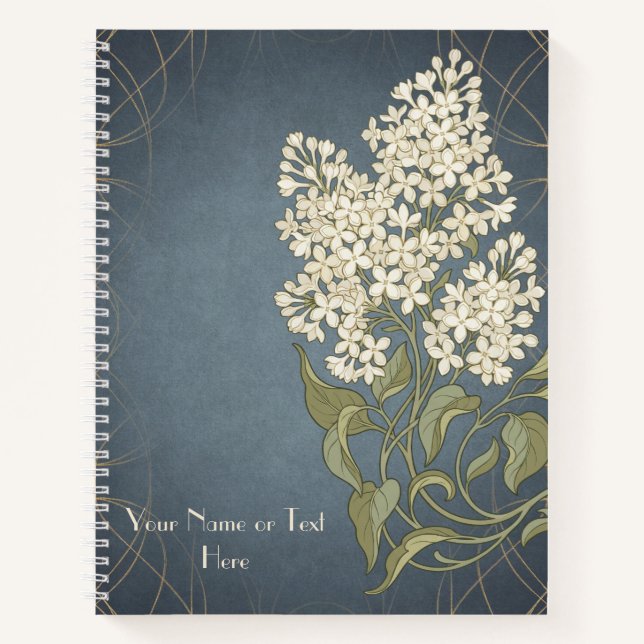Belle Époque Botanicals: Art Nouveau White Lilac Notebook (Front)