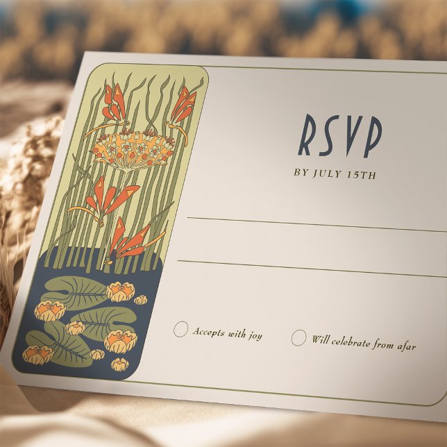 Belle Époque Dragonfly Love - Art Nouveau RSVP Invitation (Creator Uploaded)