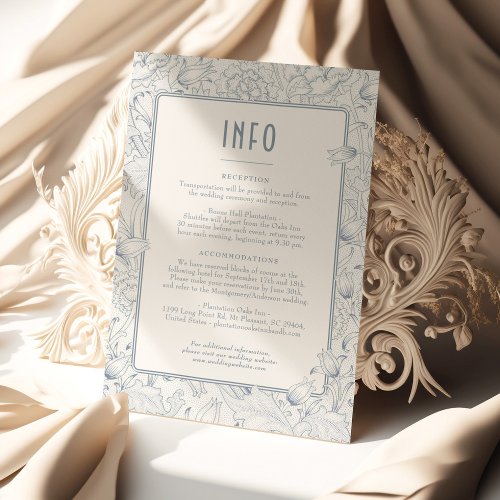 Belle poque Elegance Dusty Blue Wedding Details Invitation