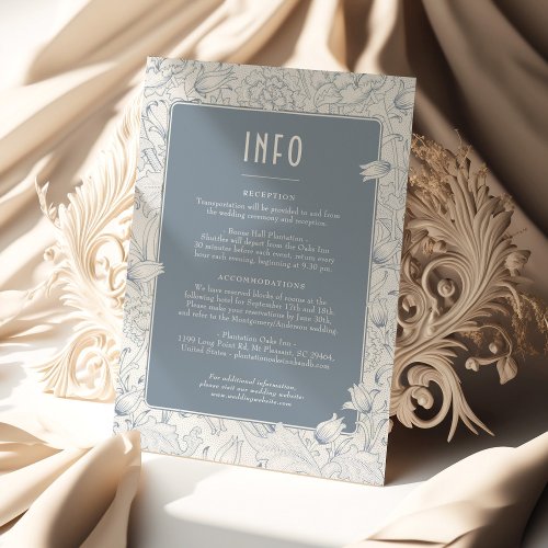 Belle poque Elegance Dusty Blue Wedding Details Invitation