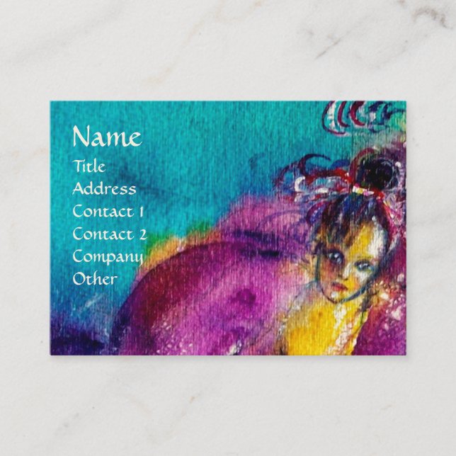 BELLE EPOQUE / LADIES WITH COLORFUL FEATHERS BUSINESS CARD (Front)