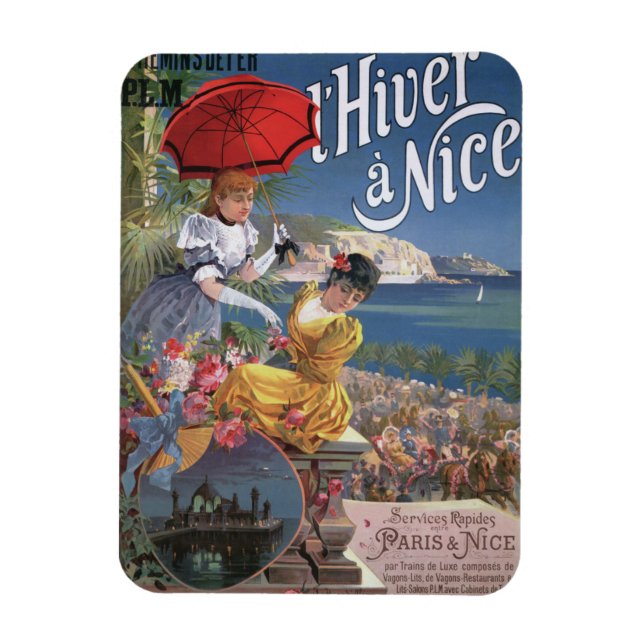 Belle Epoque Nice Winter travel Poster Magnet (Vertical)