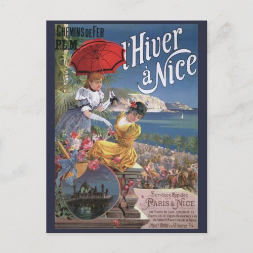 Belle Epoque Nice Winter travel Poster Postcard