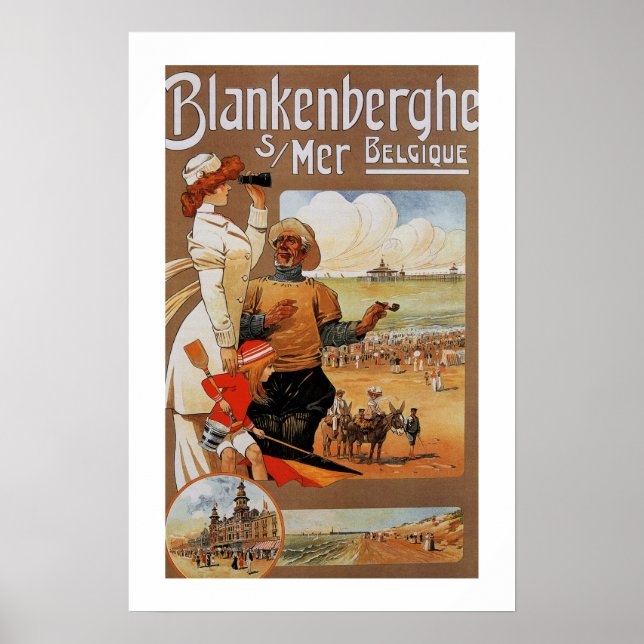 Belle epoque summer beach travel Blankenberge Poster (Front)