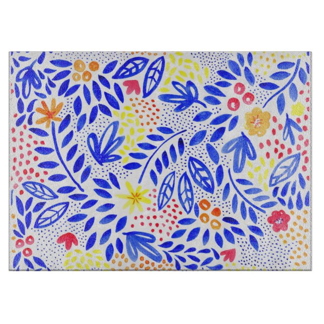 Belle  Floral Glass Chopping Board (Front)