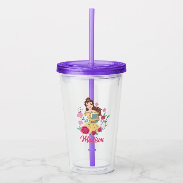 Belle & Friends Bookish Blooms Acrylic Tumbler (Front)
