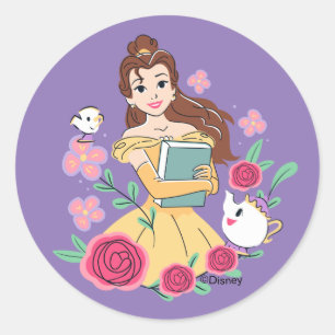 Belle & Friends Bookish Blooms Classic Round Sticker