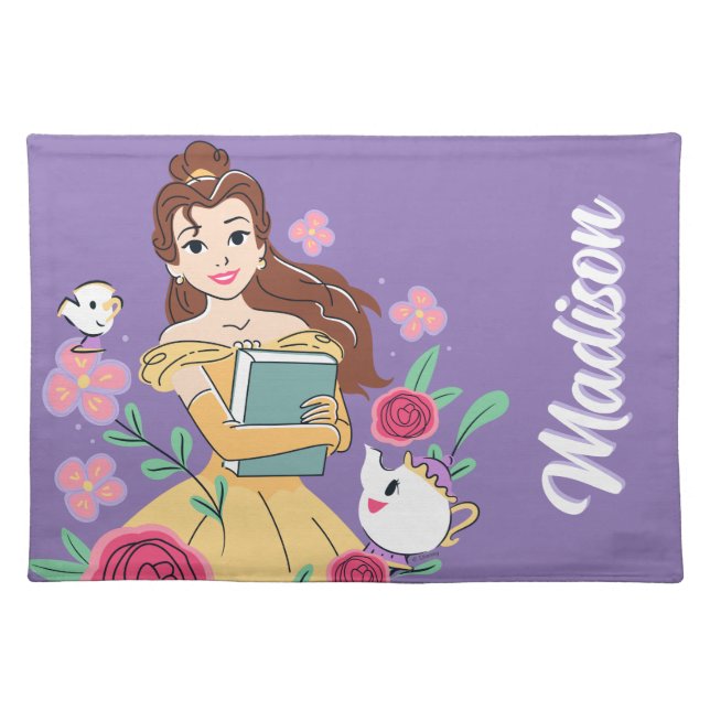 Belle & Friends Bookish Blooms Cloth Placemat (Front)