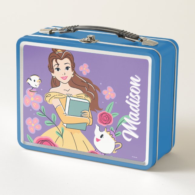 Belle & Friends Bookish Blooms Metal Lunch Box (Front)