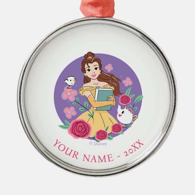 Belle & Friends Bookish Blooms Metal Ornament (Front)