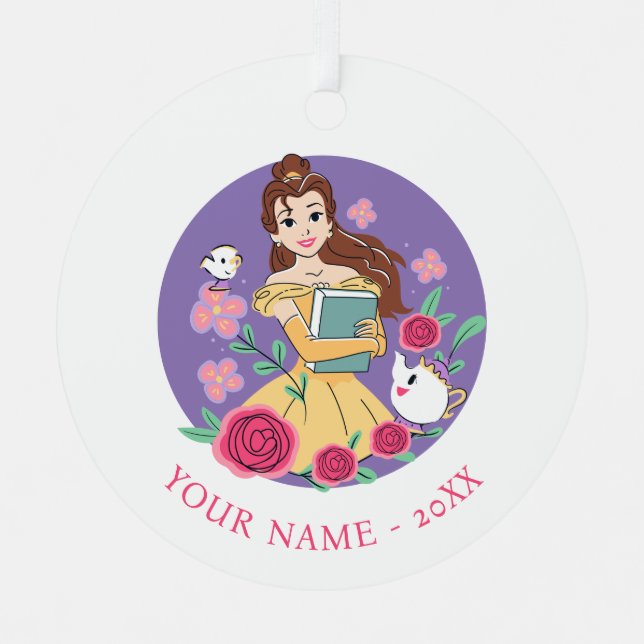 Belle & Friends Bookish Blooms Metal Ornament (Front)