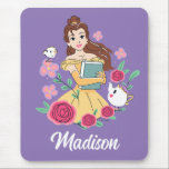 Belle & Friends Bookish Blooms Mouse Pad<br><div class="desc">Bring magic and joy to your day with this bright and whimsical Belle graphic featuring Chip, Mrs. Potts, and a garden full of cheerful blossoms! Dressed in her iconic golden gown and holding a beloved book, Belle is ready to charm bookworms and Disney fans alike. Perfect for customizing on everything...</div>