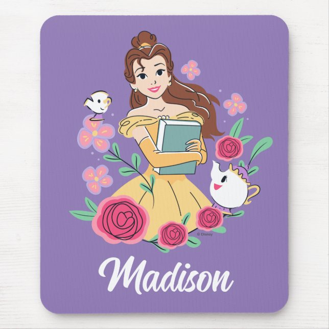 Belle & Friends Bookish Blooms Mouse Pad (Front)