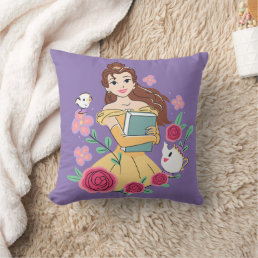 Belle &amp; Friends Bookish Blooms Throw Pillow