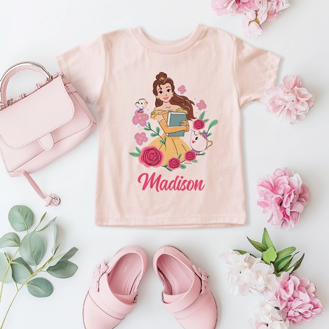 Belle & Friends Bookish Blooms Toddler T-shirt (T-shirt in AI flat lay composition)
