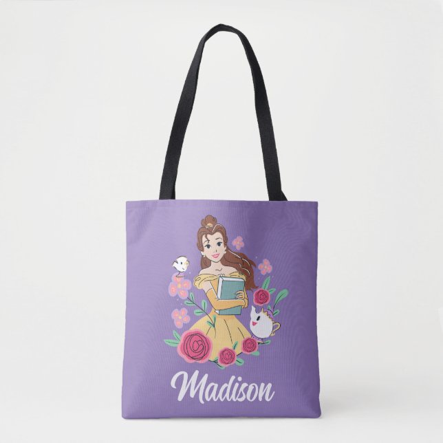 Belle & Friends Bookish Blooms Tote Bag (Front)