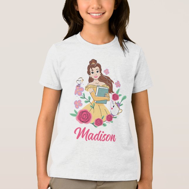 Belle & Friends Bookish Blooms Tri-Blend Shirt (Front)