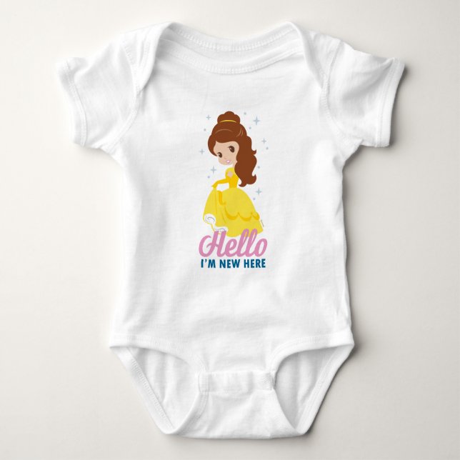 Belle Hello I'm New Here Baby Bodysuit (Front)