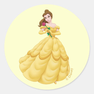 Belle Holding Rose Classic Round Sticker
