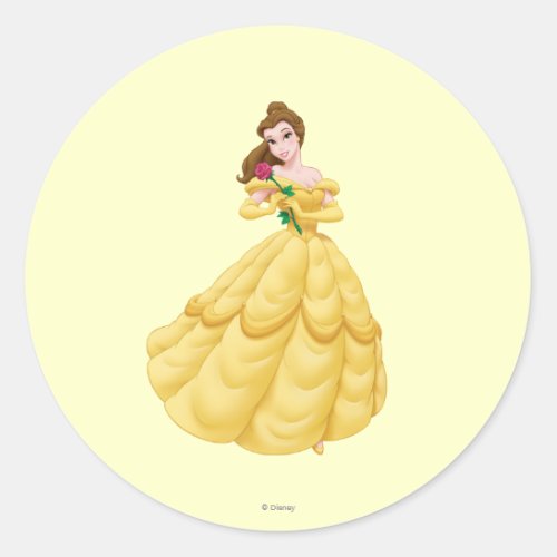 Belle Holding Rose Classic Round Sticker