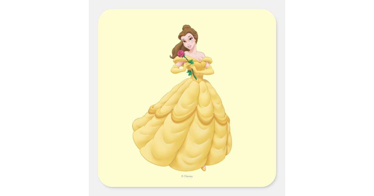 Belle Holding Rose Square Sticker Zazzle
