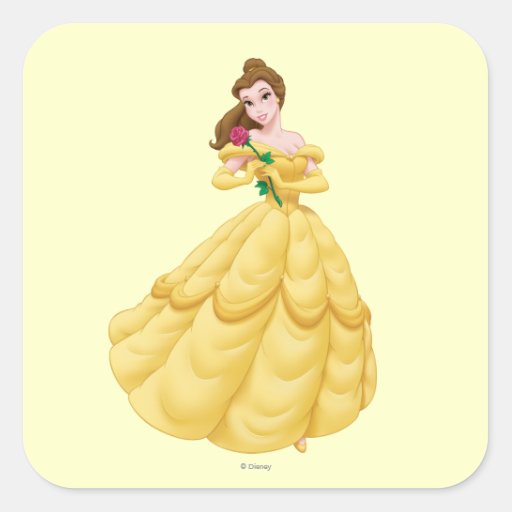 Belle Holding Rose Square Sticker | Zazzle