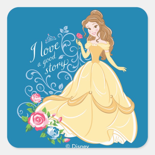Belle | I Love A Good Story Square Sticker (Front)