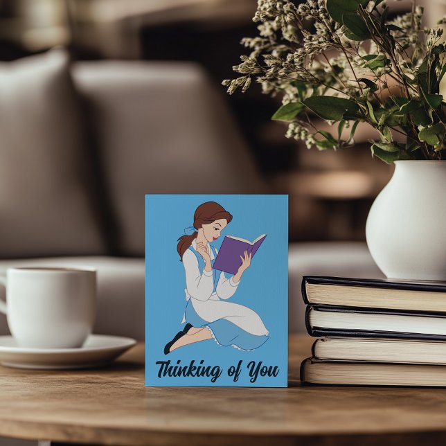Belle in a Book Card (Greeting card on AI generated table)