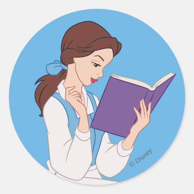 Belle in a Book Classic Round Sticker (Front)