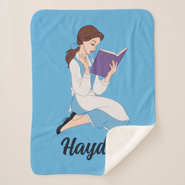 Belle in a Book Sherpa Blanket (Front)