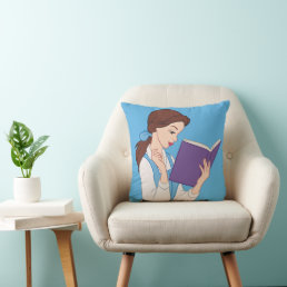 Belle in a Book Throw Pillow