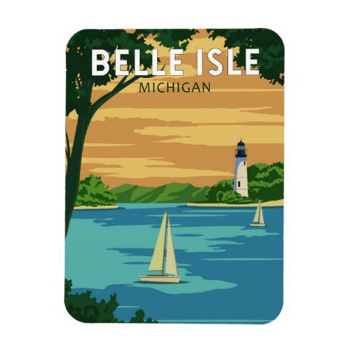 Belle Isle Park Michigan Travel Vintage Art Magnet