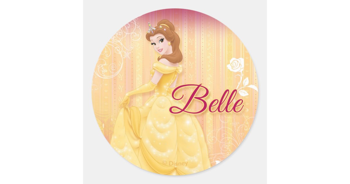 Bell Sticker Princess Belle Princess Classic Round Sticker | Zazzle