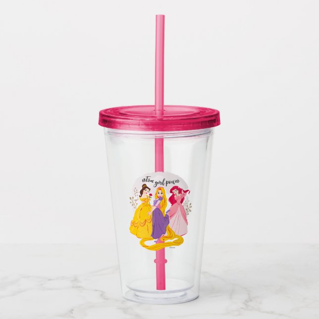 Belle, Rapnuzel, Ariel "Extra Girl Power" Acrylic Tumbler (Front)