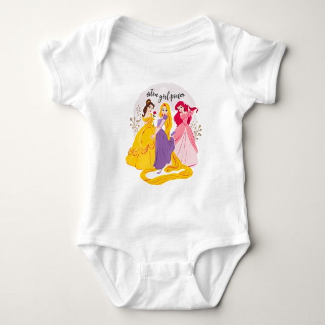 Belle, Rapnuzel, Ariel "Extra Girl Power" Baby Bodysuit (Front)