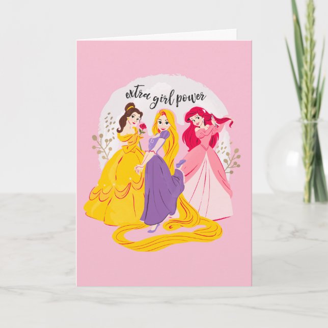 Belle, Rapnuzel, Ariel "Extra Girl Power" Card (Front)