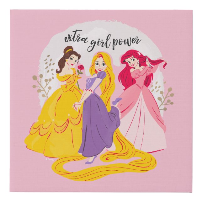 Belle, Rapnuzel, Ariel "Extra Girl Power" Faux Canvas Print (Front)
