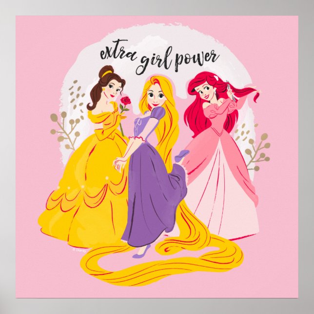 Belle, Rapnuzel, Ariel "Extra Girl Power" Poster (Front)