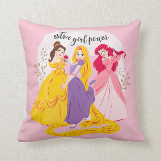 Belle, Rapnuzel, Ariel "Extra Girl Power" Throw Pillow