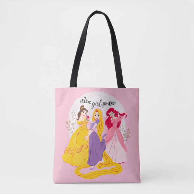 Belle, Rapnuzel, Ariel "Extra Girl Power" Tote Bag (Front)