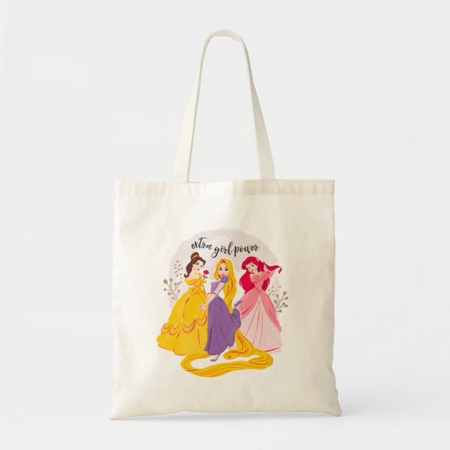 Belle, Rapnuzel, Ariel "Extra Girl Power" Tote Bag (Front)